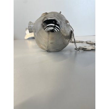 ANTICA SCULTURA PESCE ARTICOLATO SNODATO METALLO ARGENTATO DECORO INCISO ORIENTE