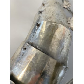 ANTICA SCULTURA PESCE ARTICOLATO SNODATO METALLO ARGENTATO DECORO INCISO ORIENTE