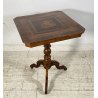 ANTICO TAVOLINO CARLO X TREPPIEDE LEGNO NOCE INTARSIATO TAVOLO QUADRATO TABLE