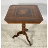 ANTICO TAVOLINO CARLO X TREPPIEDE LEGNO NOCE INTARSIATO TAVOLO QUADRATO TABLE