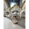 ANTICO SPECCHIO PARETE SPECCHIERA CERAMICA Bassano MAIOLICA POLICROMA MASCHERONI