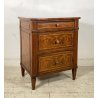ANTICO COMODINO STILE LUIGI XV PRIMI 1900 LEGNO NOCE INTARSIATO 3 CASSETTI OLD