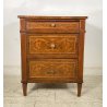 ANTICO COMODINO STILE LUIGI XV PRIMI 1900 LEGNO NOCE INTARSIATO 3 CASSETTI OLD