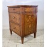 ANTICO COMODINO STILE LUIGI XV PRIMI 1900 LEGNO NOCE INTARSIATO 3 CASSETTI OLD
