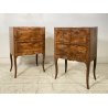 ANTICA COPPIA COMODINO LUIGI XV INTARSIATO 1800 LEGNO NOCE EPOCA CAMERA LETTO