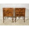 ANTICA COPPIA COMODINO LUIGI XV INTARSIATO 1800 LEGNO NOCE EPOCA CAMERA LETTO