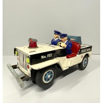 GIOCATTOLO LATTA BATTERIE Army Police Patrol JEEP Made in Japan DAIYA TIN TOY