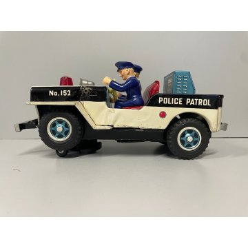 GIOCATTOLO LATTA BATTERIE Army Police Patrol JEEP Made in Japan DAIYA TIN TOY
