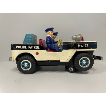 GIOCATTOLO LATTA BATTERIE Army Police Patrol JEEP Made in Japan DAIYA TIN TOY