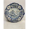COPPIA ANTICO PIATTO CERAMICA SAVONA BIANCA DECORO BLU Lanterna CUPIDO PUTTO XX