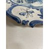 COPPIA ANTICO PIATTO CERAMICA SAVONA BIANCA DECORO BLU Lanterna CUPIDO PUTTO XX