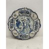 COPPIA ANTICO PIATTO CERAMICA SAVONA BIANCA DECORO BLU Lanterna CUPIDO PUTTO XX