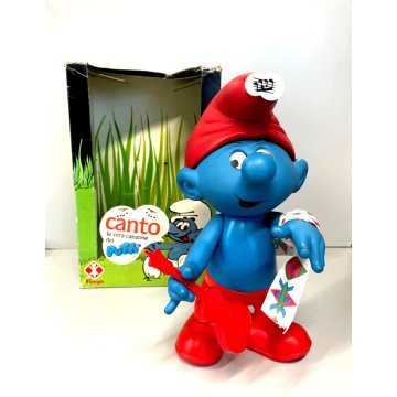 PUPAZZO GOMMA Puffo CHITARRA Collezione VERI PUFFI della Furga 1982 NON FUNZIONA