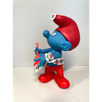 PUPAZZO GOMMA Puffo CHITARRA Collezione VERI PUFFI della Furga 1982 NON FUNZIONA