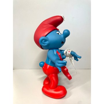PUPAZZO GOMMA Puffo CHITARRA Collezione VERI PUFFI della Furga 1982 NON FUNZIONA
