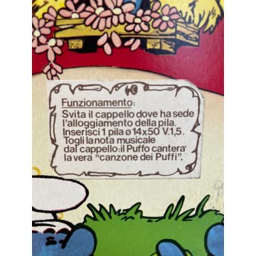 PUPAZZO GOMMA Puffo CHITARRA Collezione VERI PUFFI della Furga 1982 NON FUNZIONA