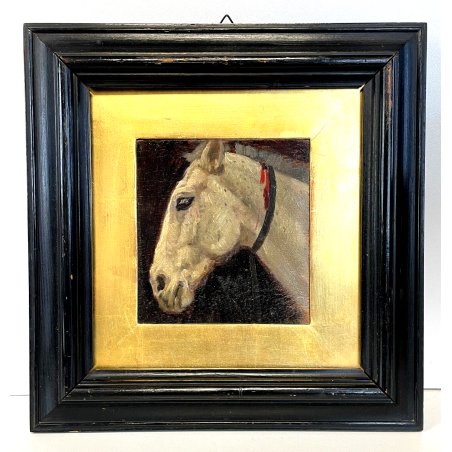 ANTICO QUADRO DIPINTO OLIO TAVOLA G. Cesare Vinzio RITRATTO Testa di Cavallo '29