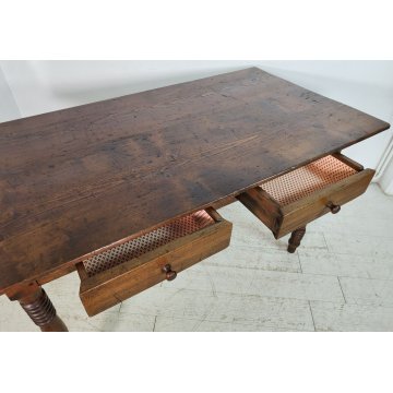 ANTICO TAVOLO RUSTICO legno ABETE PIOPPO epoca 1800 CUCINA scrivania SALA PRANZO