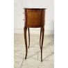 ANTICO COMODINO OVALE LEGNO NOCE INTARSIATO FINE 800 PRIMI 900 2 CASSETTI EPOCA