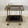 CARRELLO BAR ROTELLE DESIGN ANNI 70 VETRO OTTONE TROLLEY BAR VINTAGE 2 RIPIANI