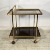 CARRELLO BAR ROTELLE DESIGN ANNI 70 VETRO OTTONE TROLLEY BAR VINTAGE 2 RIPIANI
