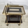 CARRELLO BAR ROTELLE DESIGN ANNI 70 VETRO OTTONE TROLLEY BAR VINTAGE 2 RIPIANI