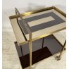 CARRELLO BAR ROTELLE DESIGN ANNI 70 VETRO OTTONE TROLLEY BAR VINTAGE 2 RIPIANI
