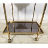 CARRELLO BAR ROTELLE DESIGN ANNI 70 VETRO OTTONE TROLLEY BAR VINTAGE 2 RIPIANI