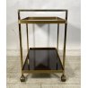 CARRELLO BAR ROTELLE DESIGN ANNI 70 VETRO OTTONE TROLLEY BAR VINTAGE 2 RIPIANI