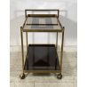 CARRELLO BAR ROTELLE DESIGN ANNI 70 VETRO OTTONE TROLLEY BAR VINTAGE 2 RIPIANI