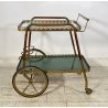 ANTICO CARRELLO BAR DESIGN PORTAVIVANDE ANNI 50 LEGNO OTTONE CARRELLINO VASSOIO