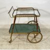 ANTICO CARRELLO BAR DESIGN PORTAVIVANDE ANNI 50 LEGNO OTTONE CARRELLINO VASSOIO