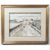 DIPINTO FIRMATO VAN UG 1972 PAESAGGIO INNEVATO NEVE MONTAGNE QUADRO OLIO TELA