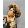 SCULTURA CERAMICA BAMBINO FISARMONICA CAPPELLO FIRMATA MUSICISTA ANNI 30 ITALY