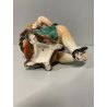 SCULTURA CERAMICA BAMBINO FISARMONICA CAPPELLO FIRMATA MUSICISTA ANNI 30 ITALY