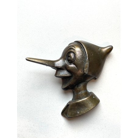 SCULTURA BRONZO PINOCCHIO FERMACARTE PELTRO ITALY ANNI '30 RARO PAPERWEIGHT OLD