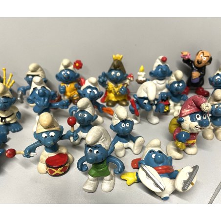 LOTTO GIOCO 21 PUFFI BLU PEYO VINTAGE ANNI 70/80 SCHLEICH GARGAMELLA PLASTICA