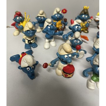 LOTTO GIOCO 21 PUFFI BLU PEYO VINTAGE ANNI 70/80 SCHLEICH GARGAMELLA PLASTICA