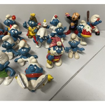 LOTTO GIOCO 21 PUFFI BLU PEYO VINTAGE ANNI 70/80 SCHLEICH GARGAMELLA PLASTICA
