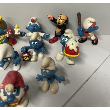 LOTTO GIOCO 21 PUFFI BLU PEYO VINTAGE ANNI 70/80 SCHLEICH GARGAMELLA PLASTICA