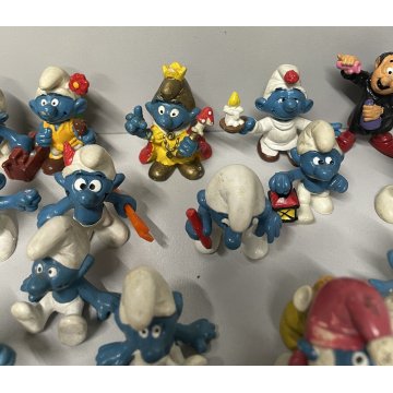 LOTTO GIOCO 21 PUFFI BLU PEYO VINTAGE ANNI 70/80 SCHLEICH GARGAMELLA PLASTICA