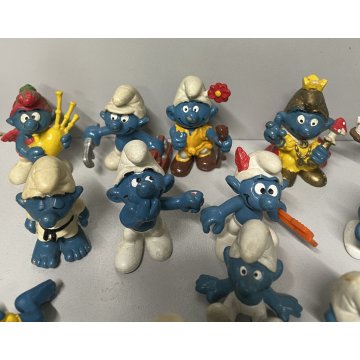 LOTTO GIOCO 21 PUFFI BLU PEYO VINTAGE ANNI 70/80 SCHLEICH GARGAMELLA PLASTICA