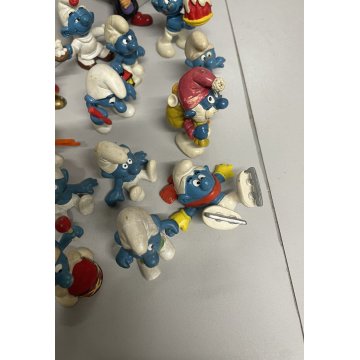 LOTTO GIOCO 21 PUFFI BLU PEYO VINTAGE ANNI 70/80 SCHLEICH GARGAMELLA PLASTICA