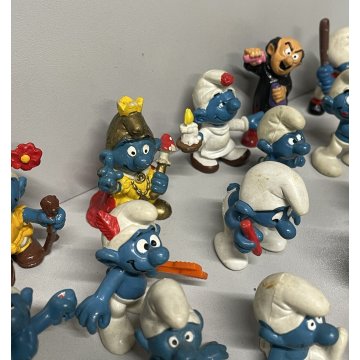 LOTTO GIOCO 21 PUFFI BLU PEYO VINTAGE ANNI 70/80 SCHLEICH GARGAMELLA PLASTICA