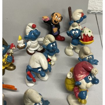 LOTTO GIOCO 21 PUFFI BLU PEYO VINTAGE ANNI 70/80 SCHLEICH GARGAMELLA PLASTICA
