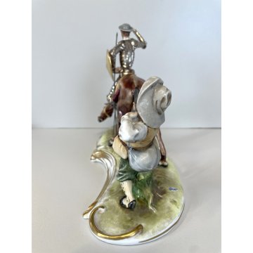 GRANDE SCULTURA PORCELLANA Capodimonte  Don Chisciotte Sancho Panza RARO VINTAGE