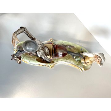 GRANDE SCULTURA PORCELLANA Capodimonte  Don Chisciotte Sancho Panza RARO VINTAGE