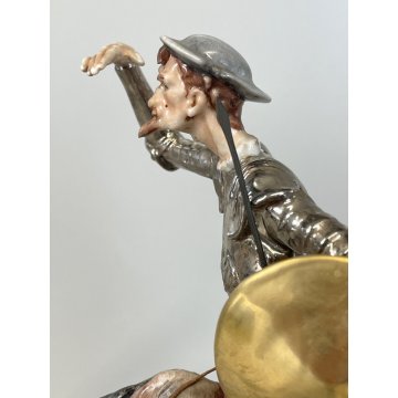 GRANDE SCULTURA PORCELLANA Capodimonte  Don Chisciotte Sancho Panza RARO VINTAGE