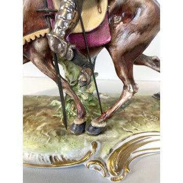 GRANDE SCULTURA PORCELLANA Capodimonte  Don Chisciotte Sancho Panza RARO VINTAGE