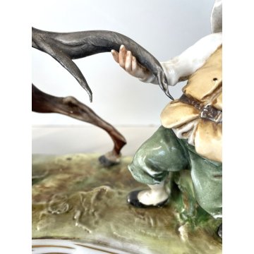 GRANDE SCULTURA PORCELLANA Capodimonte  Don Chisciotte Sancho Panza RARO VINTAGE